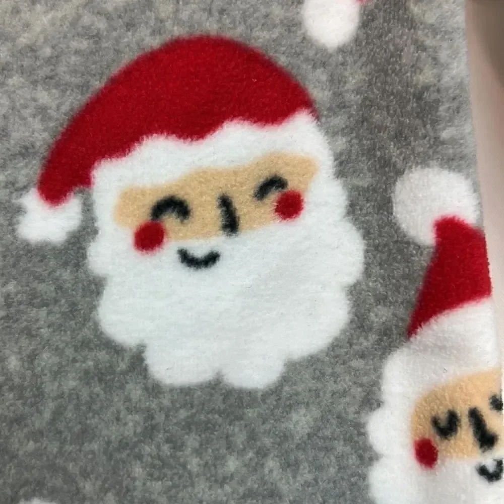 Carter’s Plush Santa Grey and red flannel sleeper Pajamas size 3 months EUC